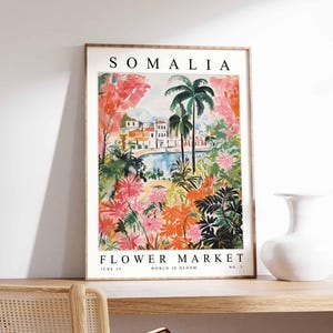 Somalia Flower Market Poster, Somalia Print, Somali Floral Wall Art, Somalia Floral Decor, Botanical Poster, Africa Art, African Travel Art