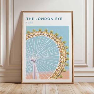 London Eye Poster, London Travel Poster, London Eye Wall Art, Thames River Print, UK Landmark Poster, London Skyline Decor