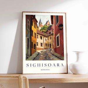 Sighisoara Poster, Romania Travel Print, Transylvania Wall Art, Romanian Town Decor, Sighisoara Citadel Poster, Europe Travel Art