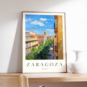 Zaragoza Poster, Spain Travel Print, Spanish City Wall Art, Basilica Decor, Zaragoza Travel Art, European Cityscape Prints, Spain Poster