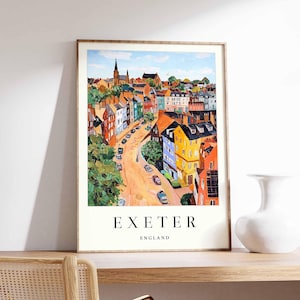 Exeter Poster, England Travel Print, British Decor, United Kingdom Travel Poster, City Print, Exeter Gift, Exeter Travel Poster