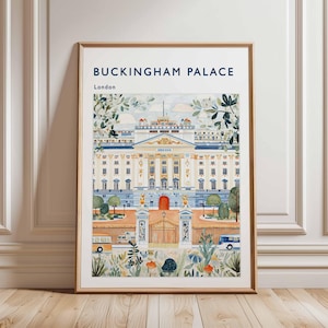 Buckingham Palace Poster, London Travel Poster, Royal Palace Wall Art, Buckingham Print, UK Landmark Poster, British Architecture