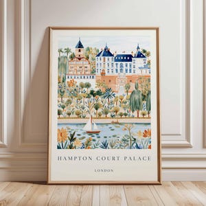 Hampton Court Palace Poster, London Travel Poster, Royal Palace Wall Art, Hampton Court Print, UK Landmark Poster, British Heritage Art