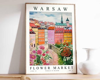 Warsaw Flower Market Poster: Polish Floral Travel Art