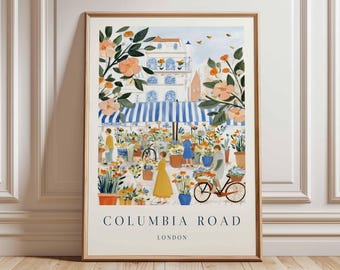 Impresión del mercado de flores de Columbia Road: póster de viaje a Londres