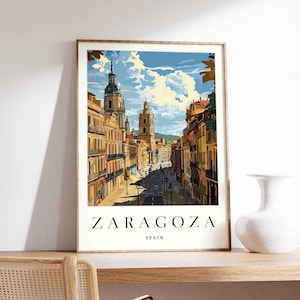 Zaragoza Poster, Spain Travel Print, Spanish City Wall Art, Basilica Decor, Zaragoza Travel Art, European Cityscape Prints, Spain Poster