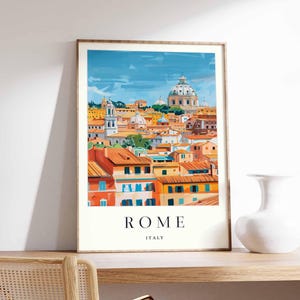 Rome poster, Italy print, Rome wall art, Rome city map decor, minimalist Rome poster, black and white prints, Rome skyline artwork