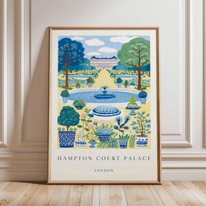 Hampton Court Palace Poster, London Travel Poster, Royal Palace Wall Art, Hampton Court Print, UK Landmark Poster, British Heritage Art