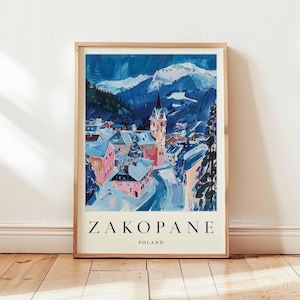 Zakopane Poster, Poland Travel Print, Tatra Mountains Wall Art, Ski Resort Decor, European Travel Gift, Mountain Print, Poland Travel Art