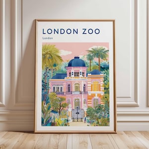London Zoo Poster, London Travel Poster, Zoo Wall Art, Animal Print London, UK Travel Poster, British Wildlife Art
