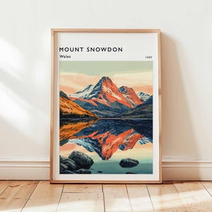 Mount Snowdon Print: Wales Travel Poster, Eryri National Park Wall Art