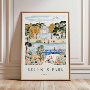Regents Park Poster, London Travel Poster, Regents Park Wall Art, London Park Print, UK City Poster, British Nature Art, London Decor Print