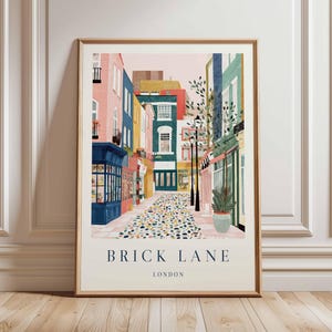 Brick Lane Poster, London Travel Poster, Brick Lane Wall Art, East London Print, UK City Poster, Street Market Art, British Culture Decor