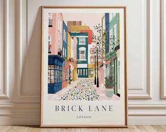 Brick Lane London Art Print: Vibrant East London Travel Poster