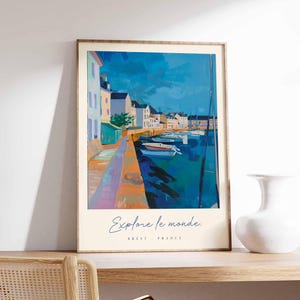 Brest Poster, Frankreich Reisedruck, Hafenstadt Kunstdruck, Frankreich Küstenwandkunst, Bretagne Maritime Szene Dekoration, Frankreich Reisegeschenk