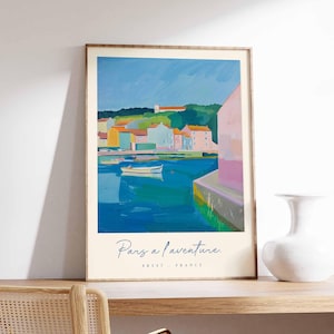 Brest Poster, Frankreich Reisedruck, Hafenstadt Kunstdruck, Frankreich Küstenwandkunst, Bretagne Maritime Szene Dekoration, Frankreich Reisegeschenk