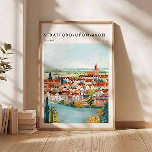 Stratford upon Avon Poster, England Travel Print, British Decor, United Kingdom Travel Poster, Stratford upon Avon Travel Poster