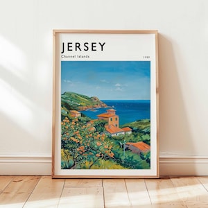 Jersey Poster, Channel Islands Travel Print, UK Wall Art, St. Helier Decor, European Travel Gift, Coastal Print, Channel Islands Travel Art