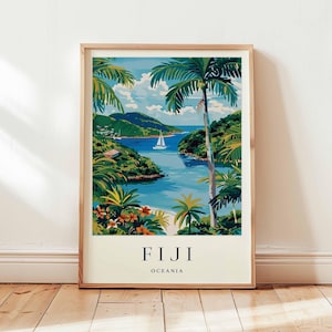 Fiji Poster, Oceania Travel Print, Pacific Island Wall Art, Tropical Decor, Fiji Travel Gift, Beach Paradise Print, Oceania Travel Art