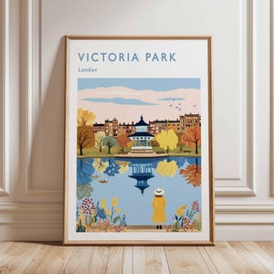 Victoria Park Poster, London Travel Poster, Victoria Park Wall Art, UK Nature Poster, British Landscape Art, London Park Decor