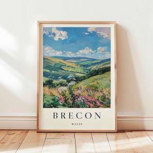 Brecon Poster, Wales Travel Print, Brecon Beacons Wall Art, UK Travel Decor, Welsh Town Poster, Brecon Mountain Print, Wales Travel Art