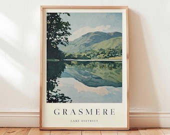 Grasmere Lake District Print: Cumbria Travel Poster, UK Wall Art
