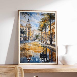 Cartaz de Valência, Impressão da Espanha, Arte de Parede de Valência, Cartaz de Viagem da Espanha, Impressão da Cidade das Artes, Decoração Mediterrânea, Horizonte de Valência