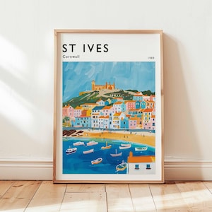St Ives Poster, Cornwall Travel Print, UK Wall Art, Coastal Decor, St Ives Travel Gift, Beach Print, Cornwall Poster, Cornwall Travel Art