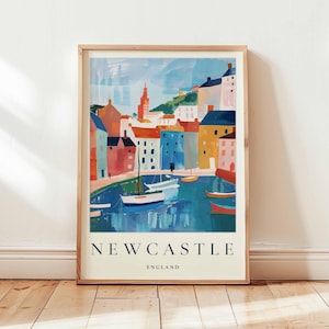 Newcastle Poster, England Travel Print, UK City Wall Art, Tyne Bridge Decor, Northern England Gift, Vibrant City Print, England Travel Art