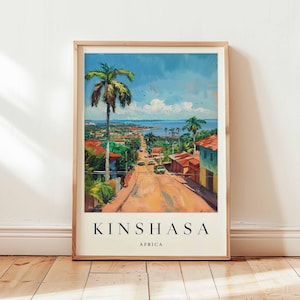 Kinshasa Poster, Africa Travel Print, DR Congo Print, Central Africa Wall Art, Congo River Decor, Kinshasa Travel Gift, African Capital Art