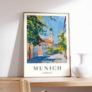 Munich Poster, Germany Travel Print, Marienplatz Print, Bavarian City Wall Decor, Cityscape View,  European Travel Gift, Munich Travel Art