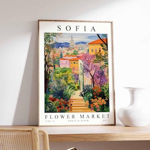 Sofia Flower Market Poster, Sofia Print, Bulgarian Floral Wall Art, Sofia Floral Decor, Botanical Poster, Bulgaria Print, Europe Travel Art