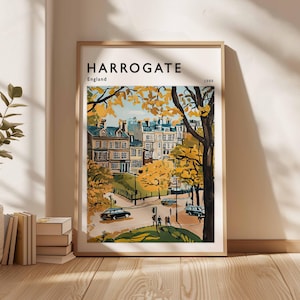 Harrogate Poster, England Travel Print, Yorkshire Print, England Wall Art, Spa Town Decor, UK Print, North England Print, UK Travel Art