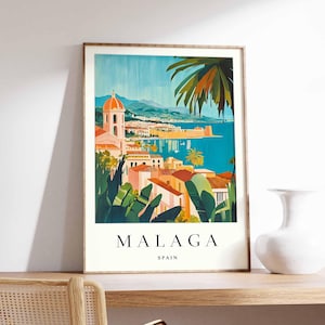 Malaga Poster, Spanien Druck, Malaga Wandkunst, Malaga Stadt Karte Dekor, minimalistisches Malaga Poster, Spanische Skyline Druck, Malaga Reisewandkunst