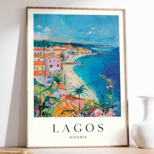 Lagos Poster, Lagos Travel Print, Nigeria Wall Art, Nigerian Travel Print, Tropical Decor, City Print, Lagos Gift, Lagos Travel Poster