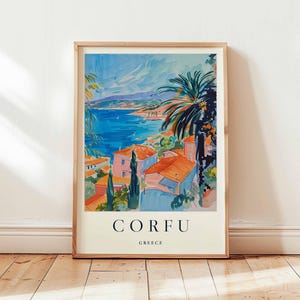 Corfu Poster, Greece Travel Print, Ionian Island Wall Art, Corfu Travel Decor, Mediterranean Travel Gift, Beach Poster, Greece Travel Art