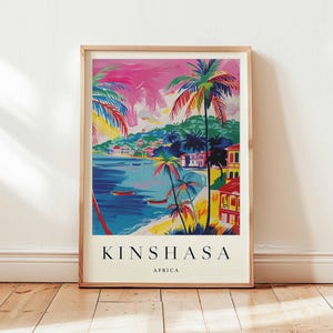 Kinshasa Poster, Africa Travel Print, DR Congo Print, Central Africa Wall Art, Congo River Decor, Kinshasa Travel Gift, African Capital Art