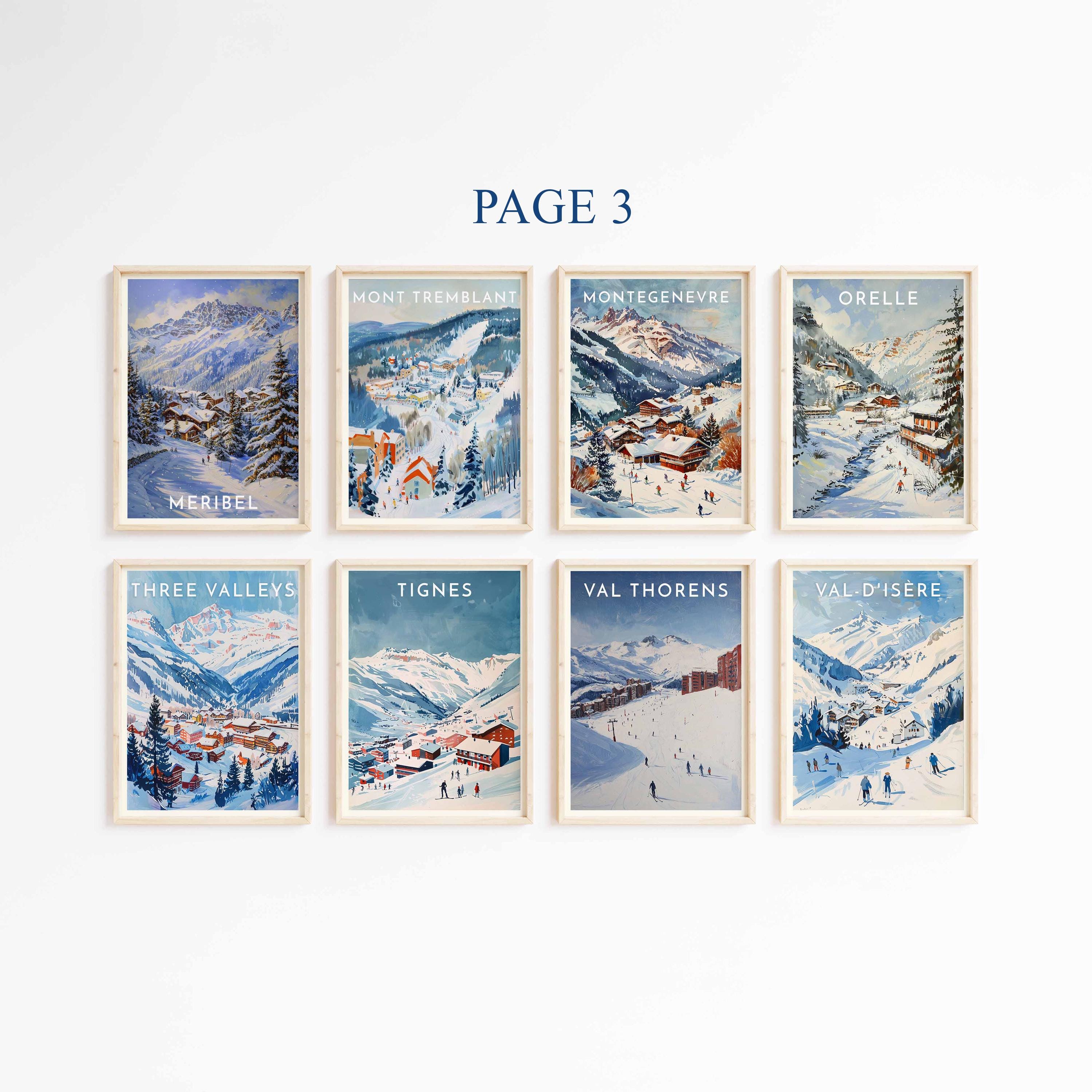 Ski Resort Travel Poster Set: Vintage Style Skiing Prints - Etsy