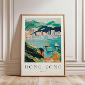 Hong Kong Poster, China Travel Print, Asia Wall Art, Skyline Decor, Hong Kong Travel Gift, Cityscape Print, China Travel Art