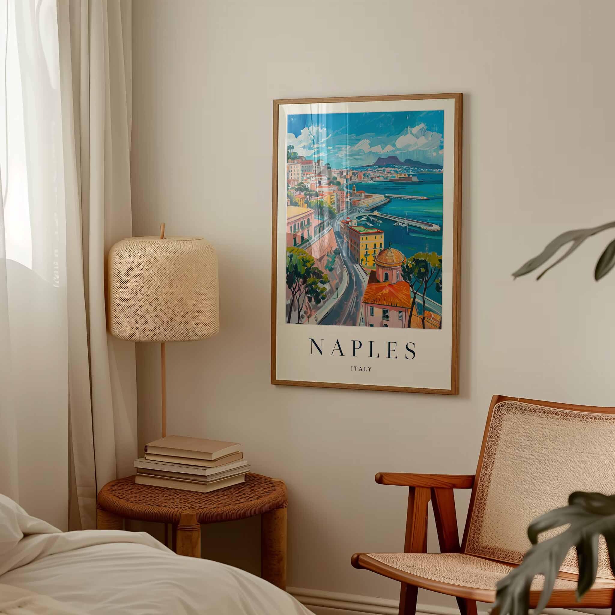 イタリア(ナポリ)のポスター ナポリ イタリア 旅行ポスター: ヴェスヴィオ山、カンパニアの壁アート