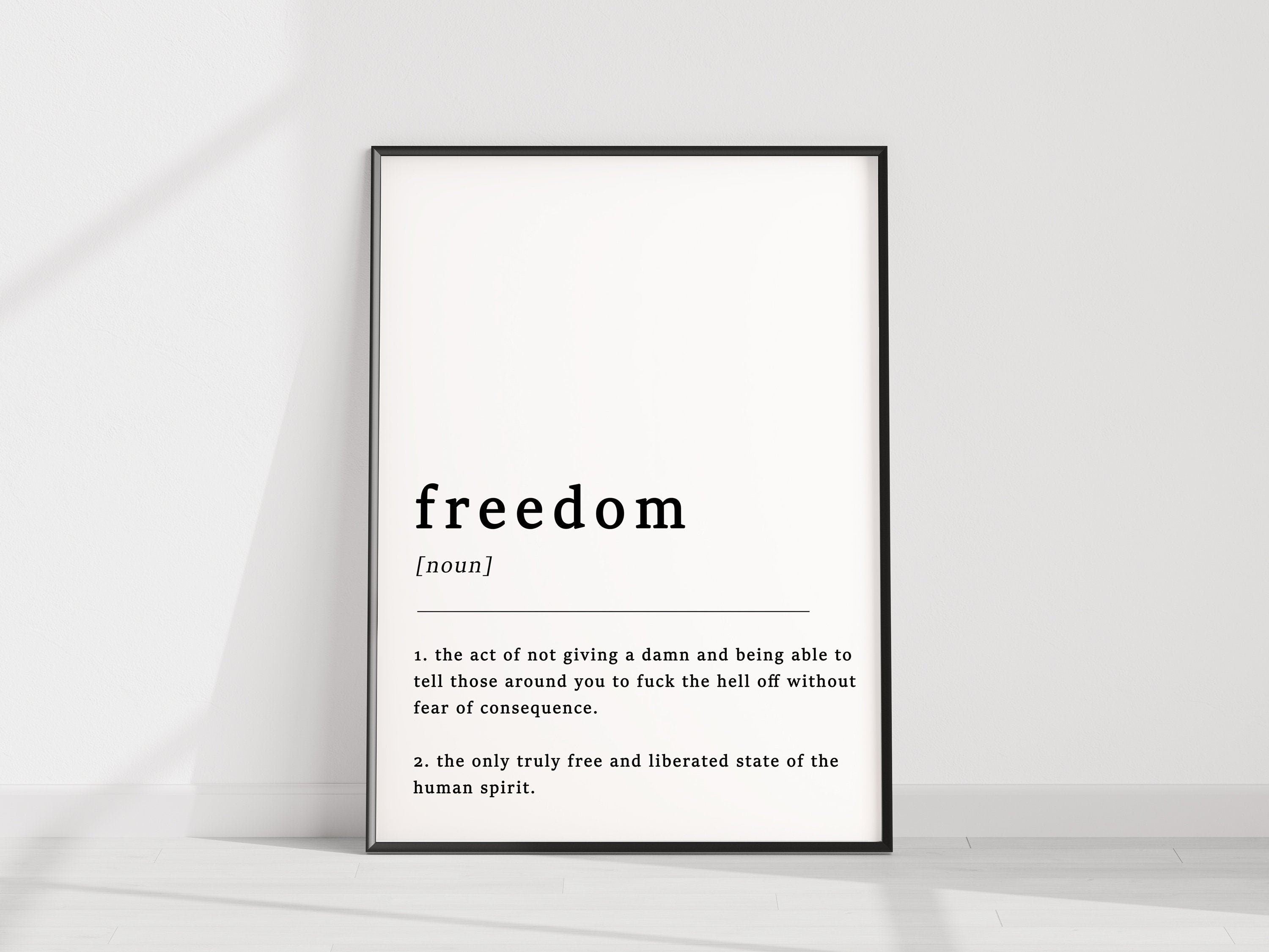 Definition Of Freedom Quote Poster Liberty Libertarian Etsy
