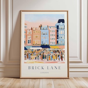 Brick Lane Poster, London Travel Poster, Brick Lane Wall Art, East London Print, UK City Poster, Street Market Art, British Culture Decor