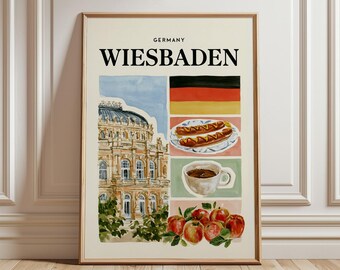 Wiesbaden Travel Poster | German City Wall Art | Watercolor Print