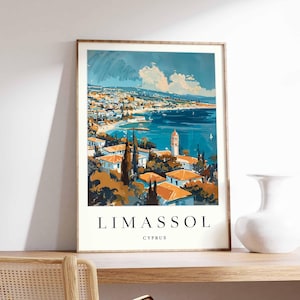 Limassol Poster, Cyprus Travel Print, Cypriot City Wall Art, Mediterranean Decor, Limassol Wall Art, Cyprus Coastal Print, Europe Travel Art