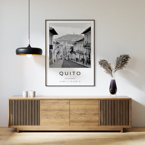 Quito Ecuador Travel Print: Black and White South America Poster