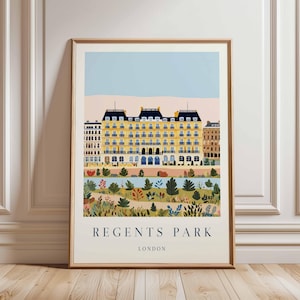 Regents Park Poster, London Travel Poster, Regents Park Wall Art, London Park Print, UK City Poster, British Nature Art, London Decor Print