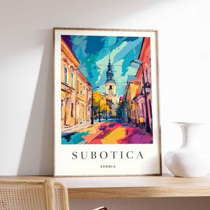 Póster de Subotica, Impresión de viaje a Serbia, Arte mural de Voivodina, Decoración urbana de Serbia, Póster de viaje de Subotica, Póster de Serbia, Arte de viaje por Europa
