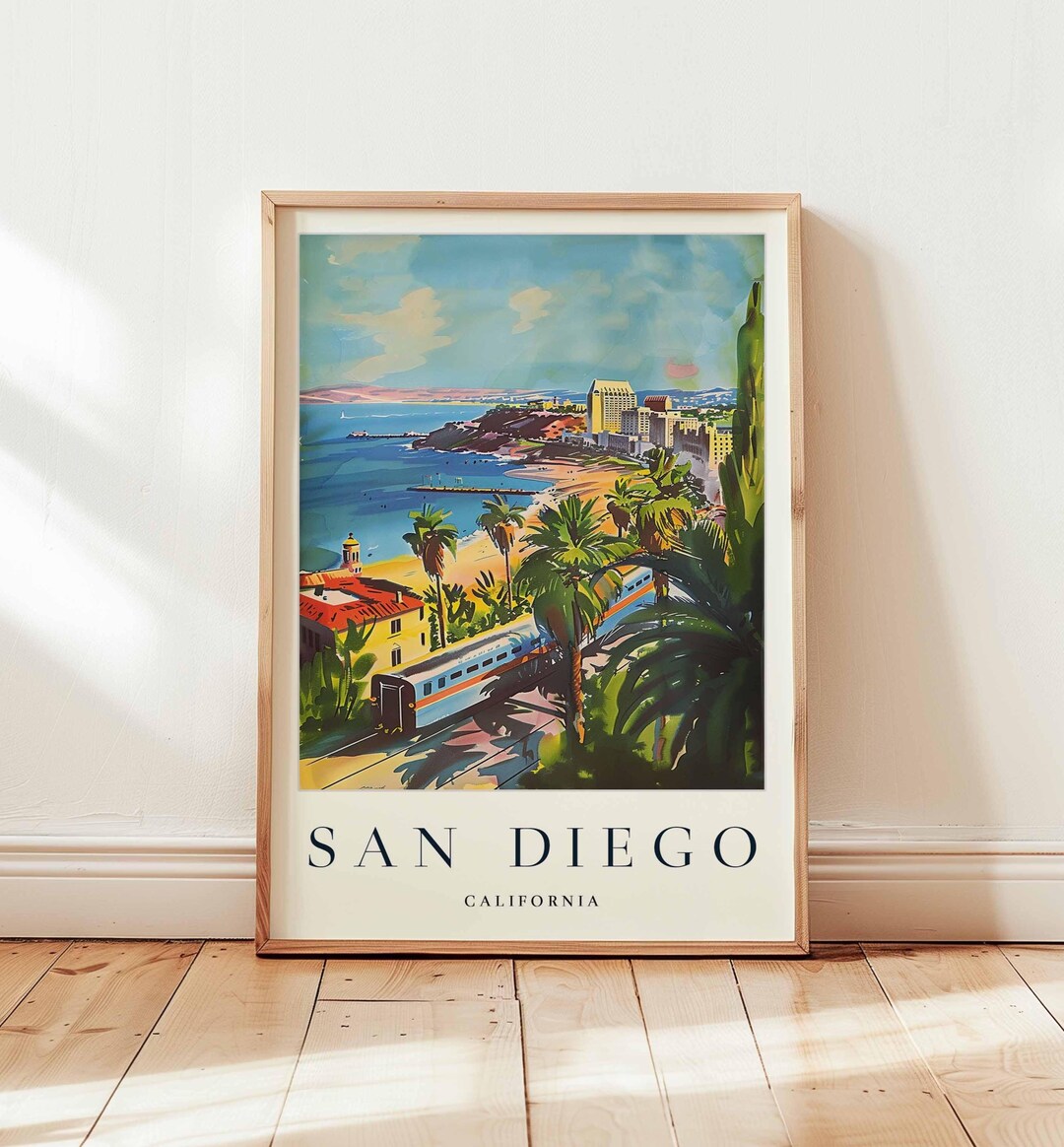 San Diego Travel Poster: California Beach City Wall Art - Etsy
