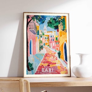 Bari Poster, Italy Travel Print, Puglia Wall Art, Southern Italy Decor, Bari Old Town Poster, Italy Travel Gift, Europe Travel Art