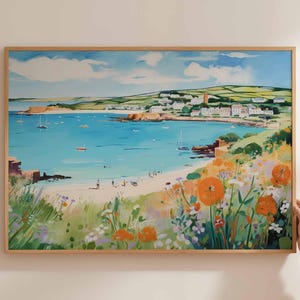 Cornwall Poster, England Travel Print, UK Coastal Wall Art, British Beach Decor, Cornwall Travel Art, Seaside Art Print, UK Travel Poster